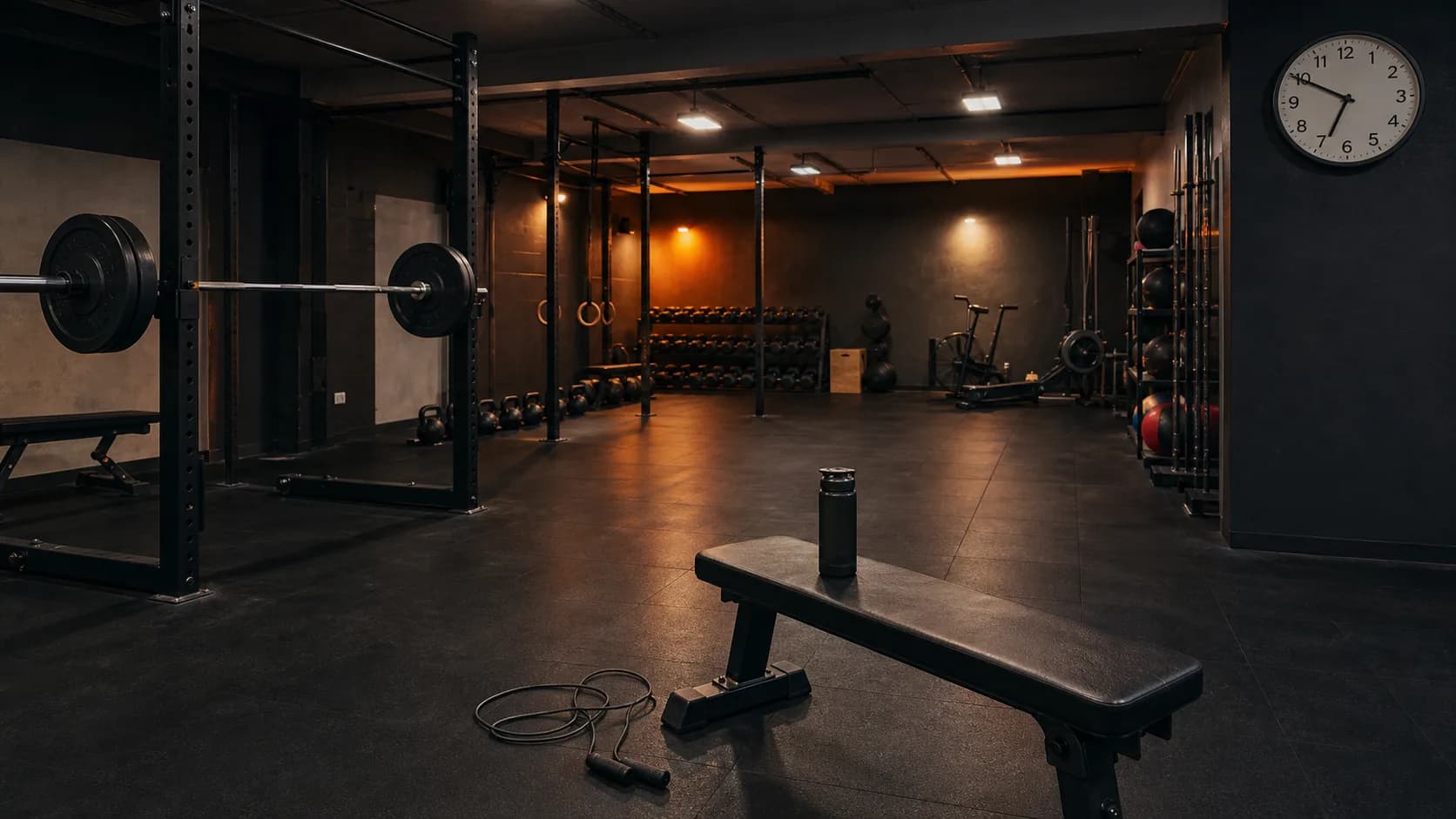 Leeres Fitnessstudio zur Stoßzeit — Sinnbild für abgesprungene Mitglieder
