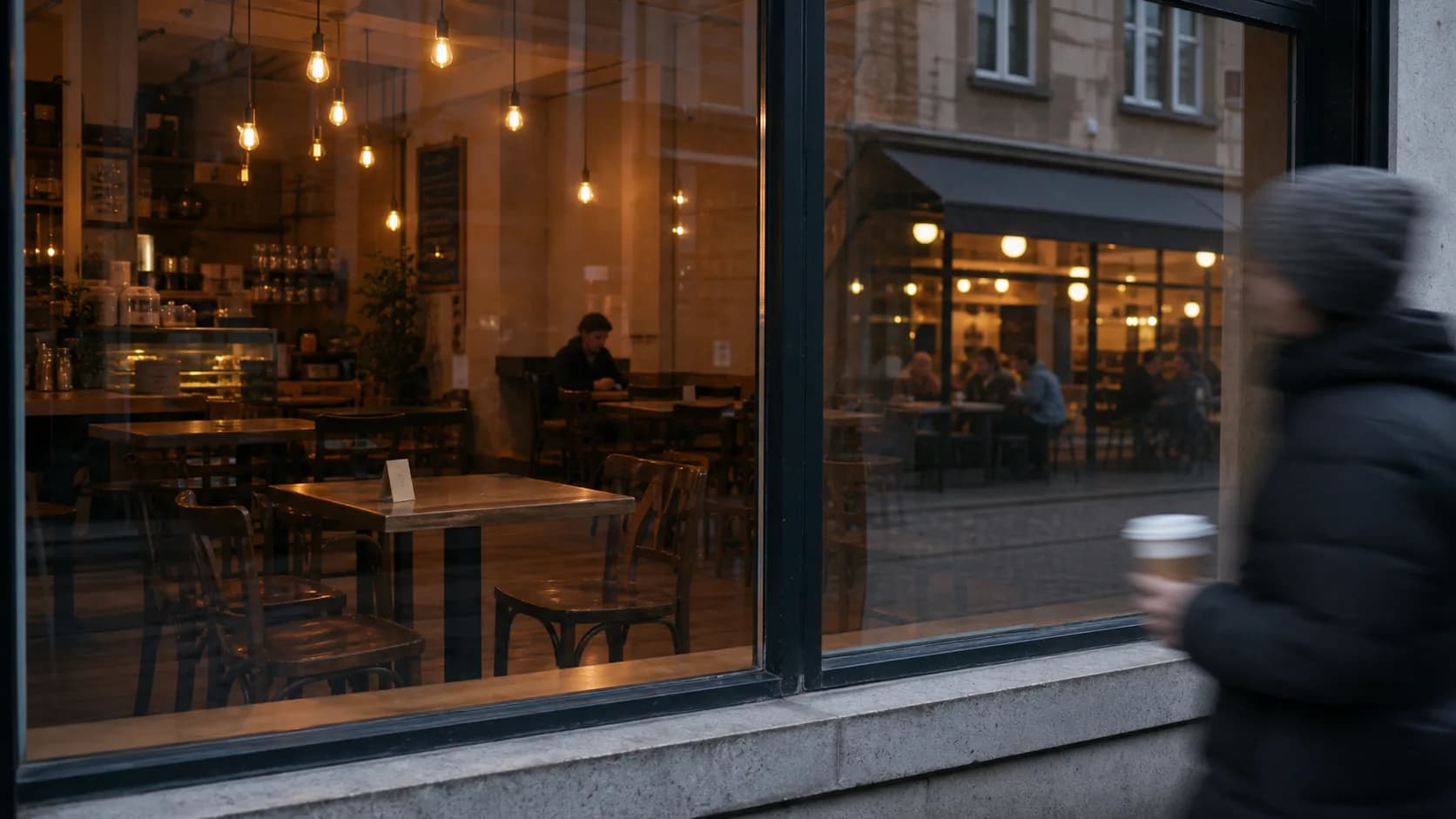 Leeres Café am Nachmittag — Sinnbild für ausbleibende Gäste