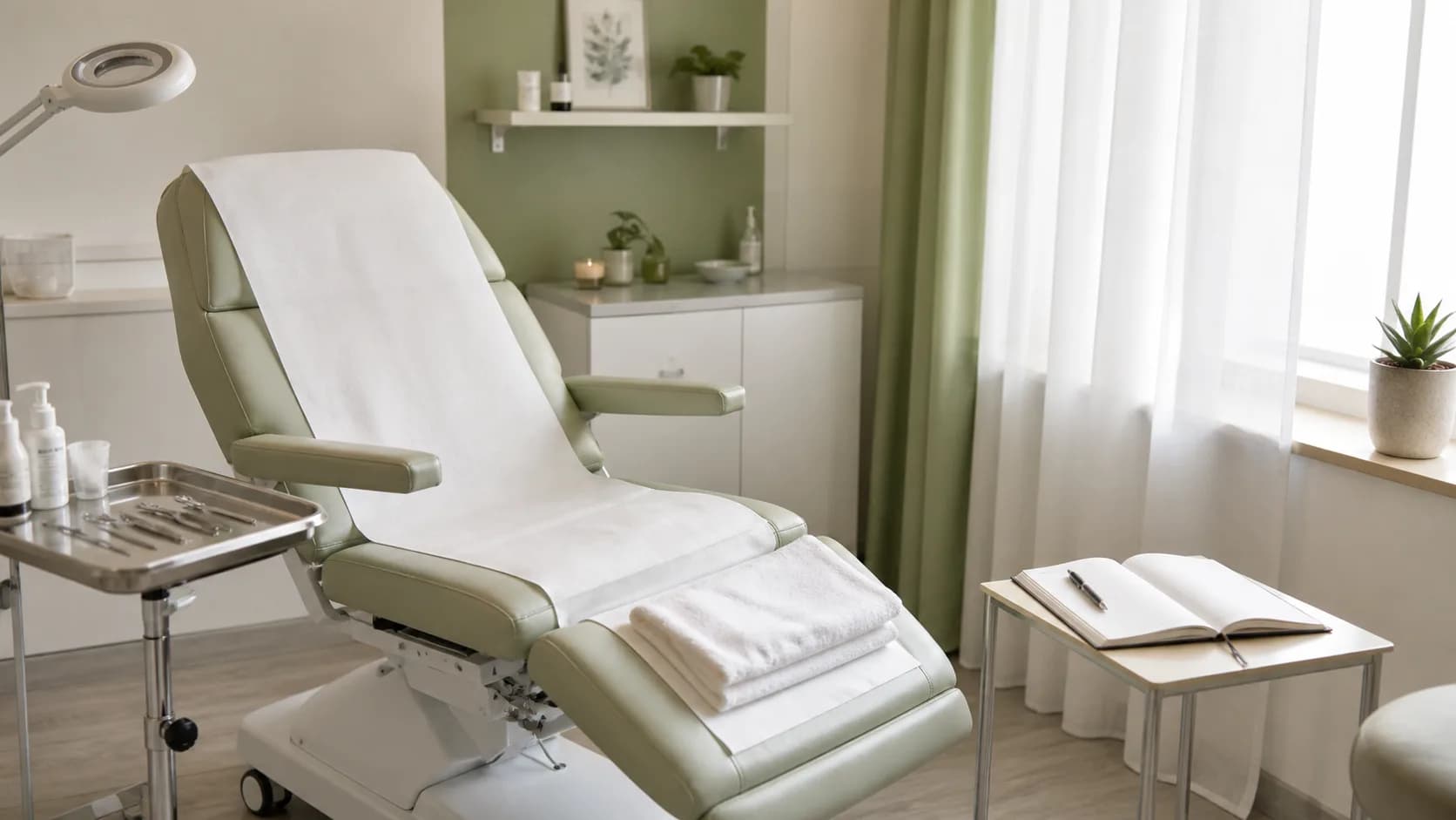 Leerer Behandlungsraum der Fußpflege — Sinnbild für ausbleibende Patienten