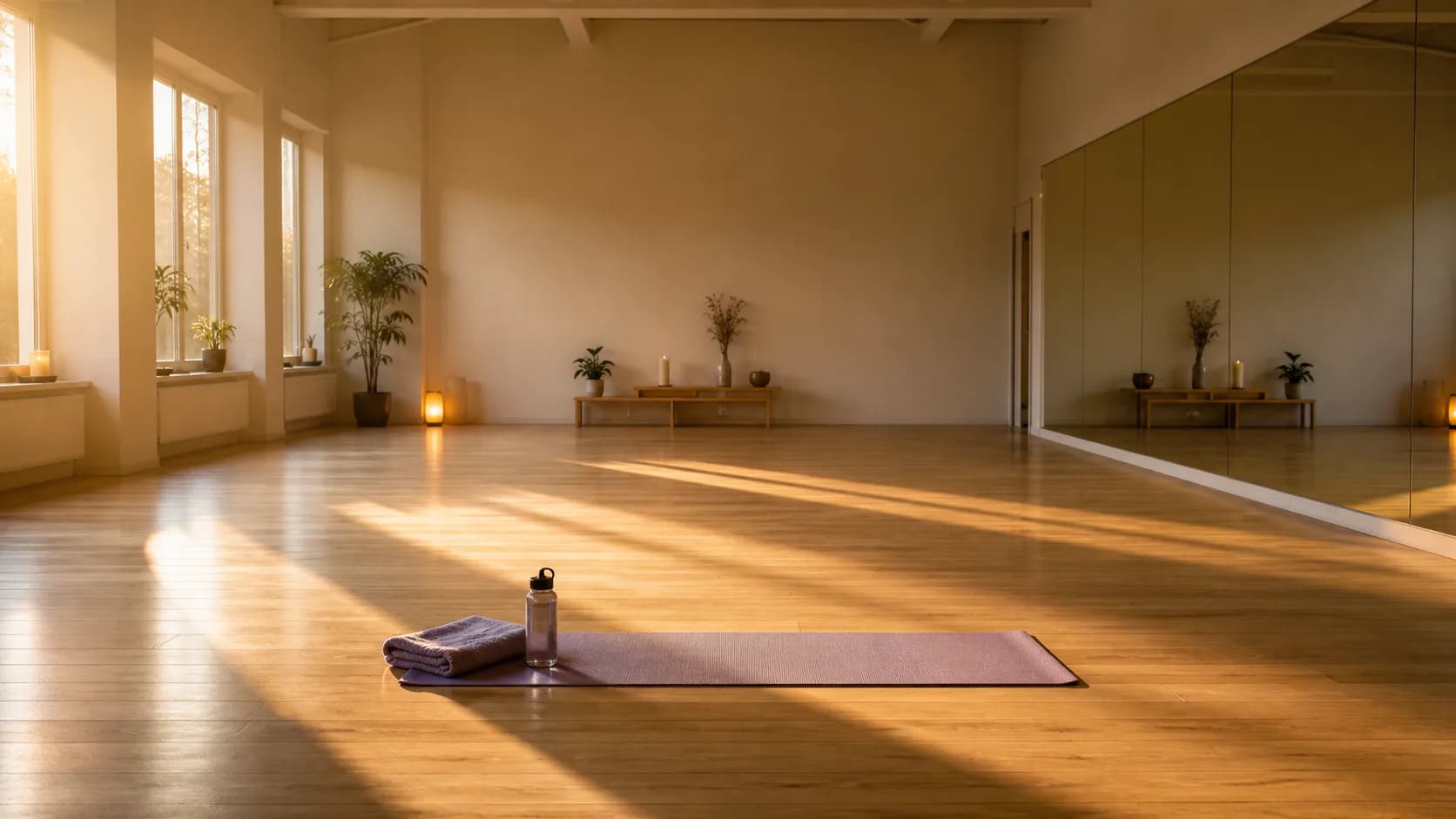 Leerer Yoga-Raum mit einzelner Matte — Sinnbild für abgesprungene Mitglieder